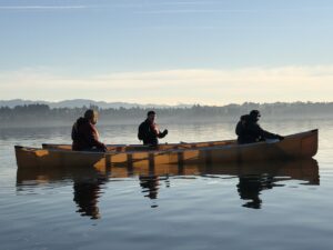 Canoeing at sunrise on Vancouver Lake