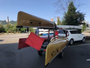 Malone MicroSport Canoe Kayak Trailer behind Kia Soul 
