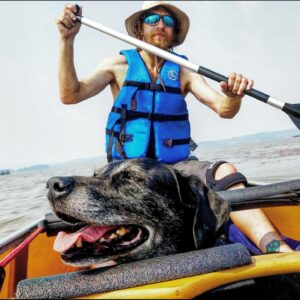 Bad Rudy a Good Dog Wenonah Fisherman Canoe